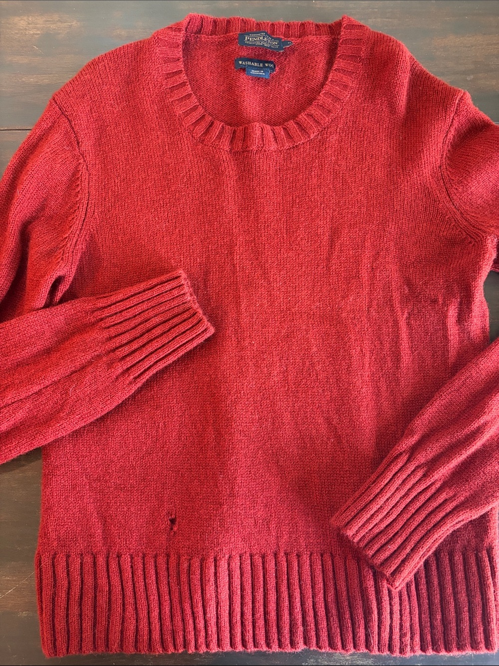 Pendleton Red Scoop-Neck Wool Blend Sweater